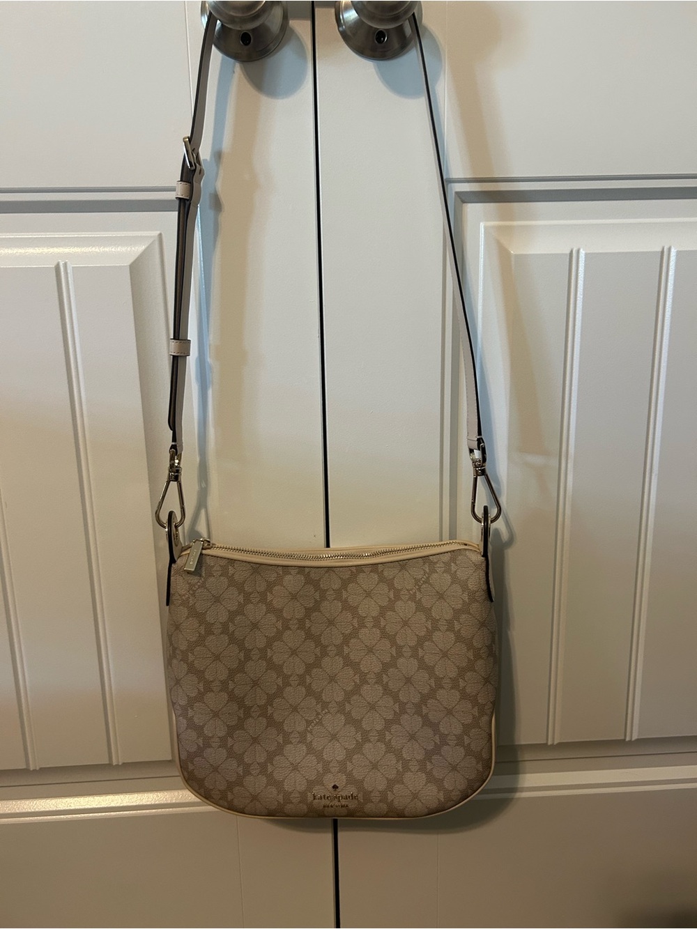kate spade beige floral jacquard crossbody bag